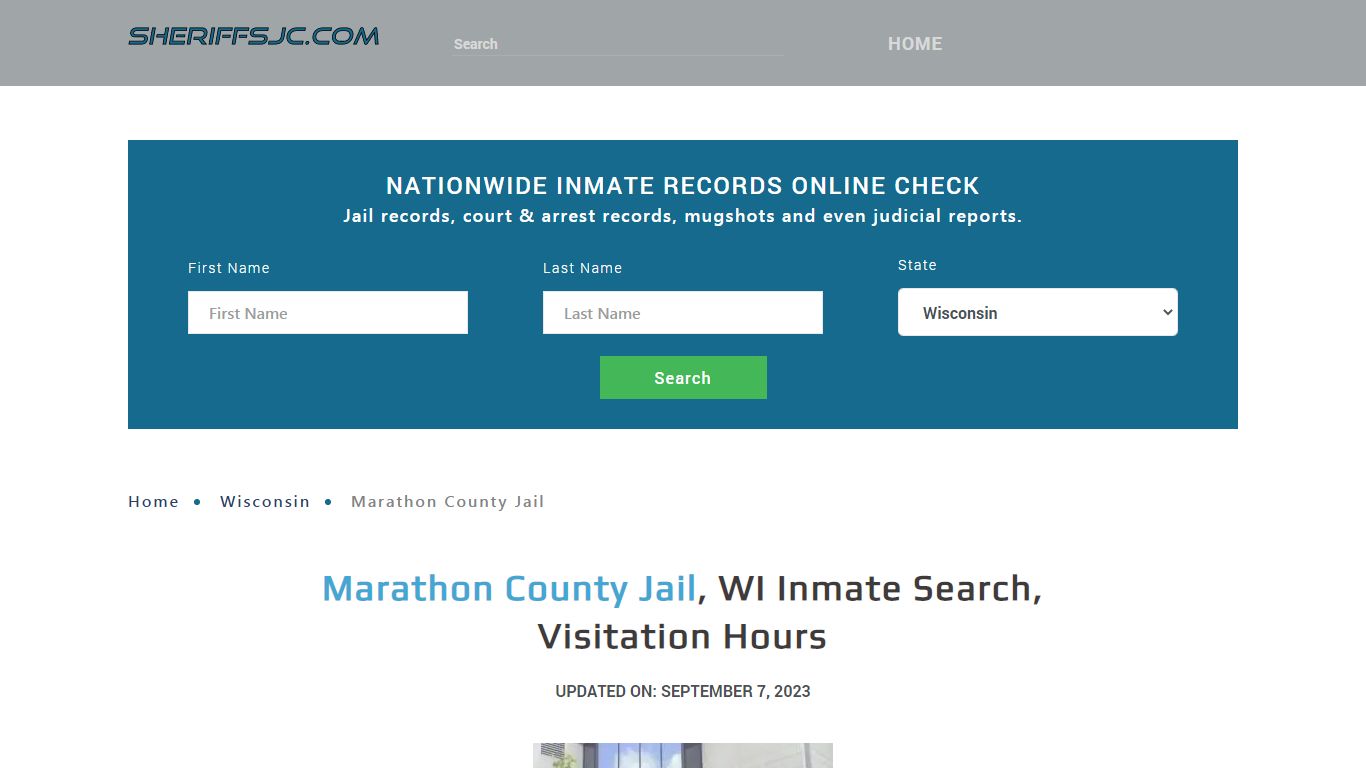 Marathon County Jail, WI Inmate Search, Visitation Hours