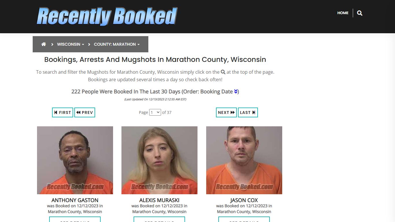 Bookings, Arrests and Mugshots in Marathon County, Wisconsin